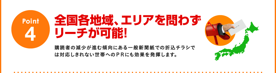 Point4：全国各地域、エリアを問わずリーチが可能！